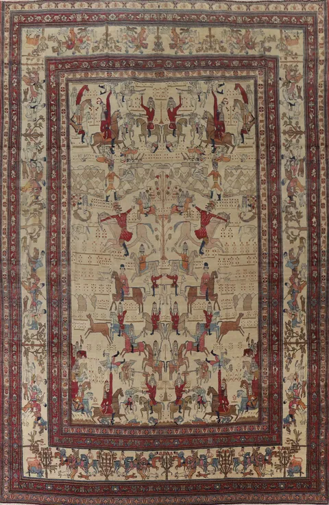 Pre-1900 Antique Kerman Lavar Large Persian Area Rug 10x14