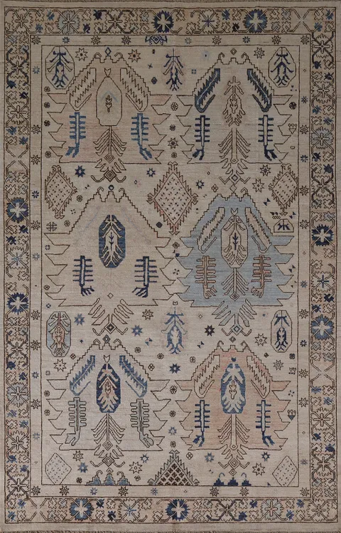 Vegetable Dye Oushak Turkish Area Rug 6x9