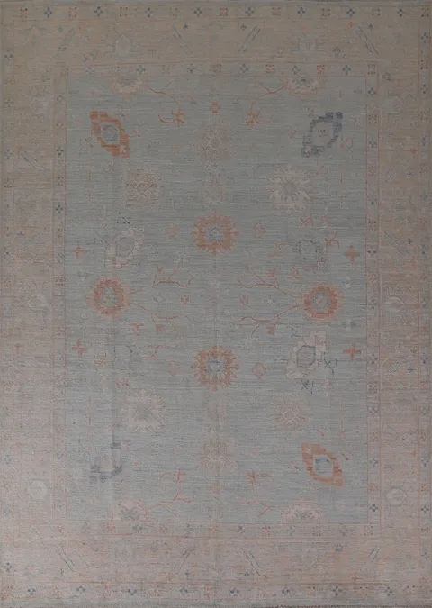 Vegetable Dye Oushak Turkish Area Rug 9x12