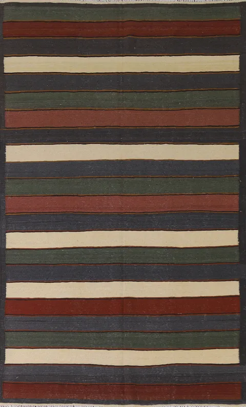 Striped Wool Kilim Oriental Area Rug 5x8
