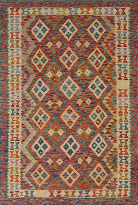 Reversible Wool Kilim Living Room Rug 6x8