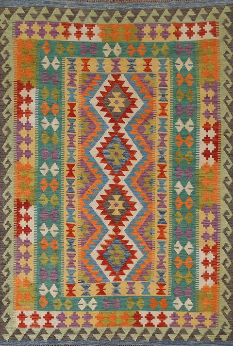 South Western Wool Kilim Oriental Area Rug 6x8