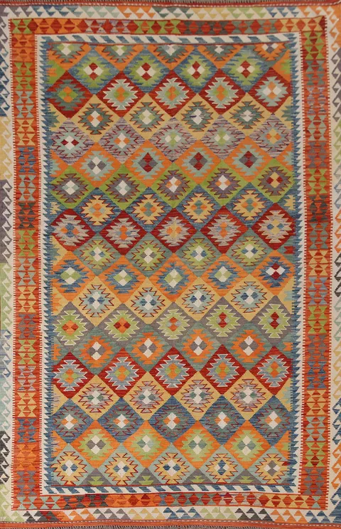 Reversible Wool Kilim Living Room Rug 7x10