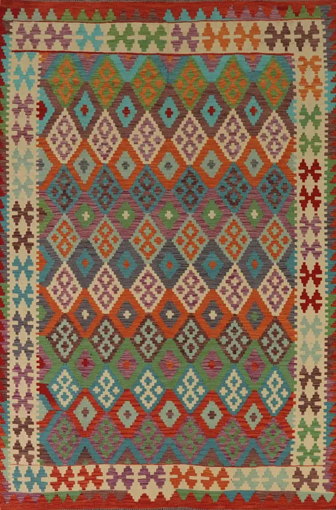 Wool Kilim Living Room Rug 7x9