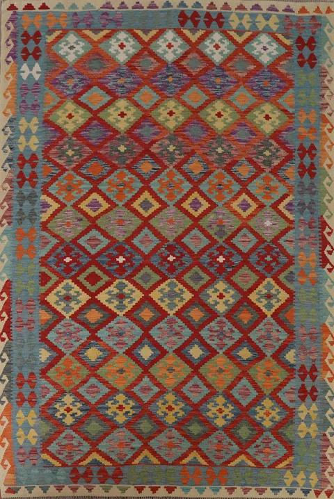 Multicolor Wool Kilim Living Room Rug 7x10