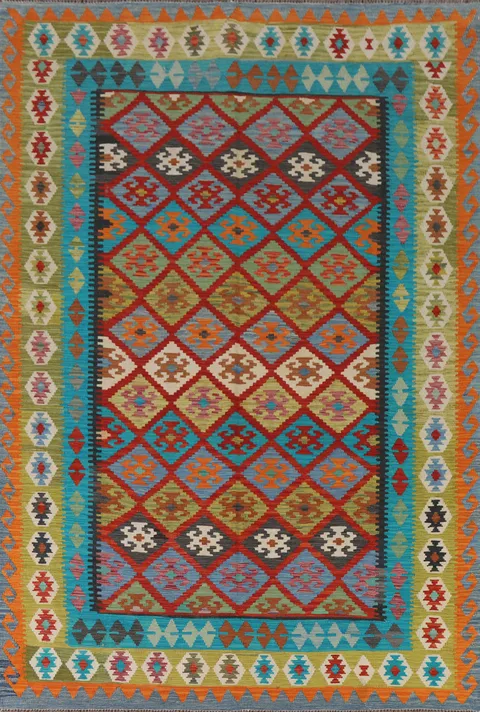 Reversible Wool Kilim Living Room Rug 7x10