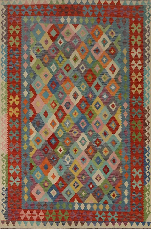 Multicolor Wool Kilim Oriental Area Rug 7x9