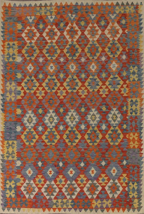 Reversible Wool Kilim Oriental Area Rug 7x9