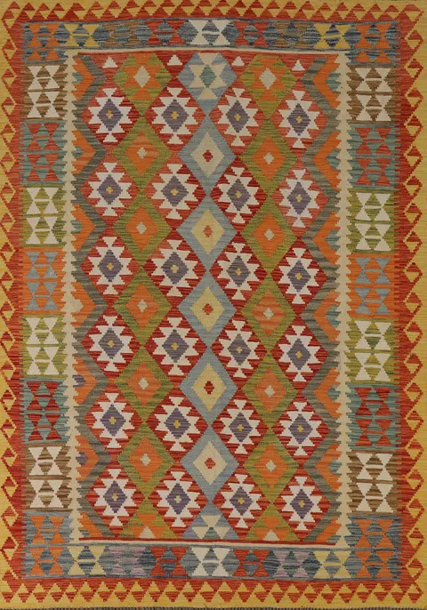 South Western Kilim Reversible Wool Rug 6x8