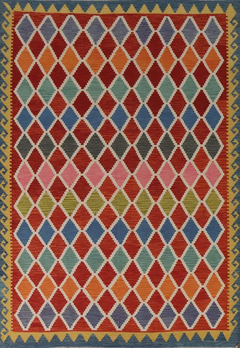 Multicolor Kilim Reversible Wool Rug 7x9