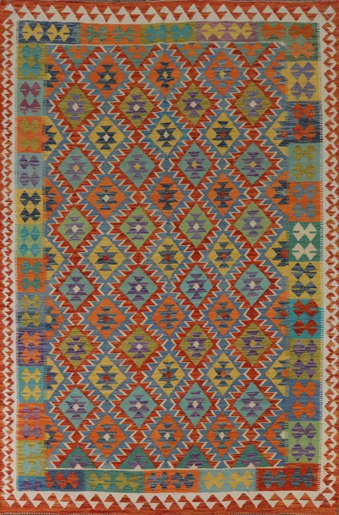 Multicolor Wool Kilim Living Room Rug 7x10