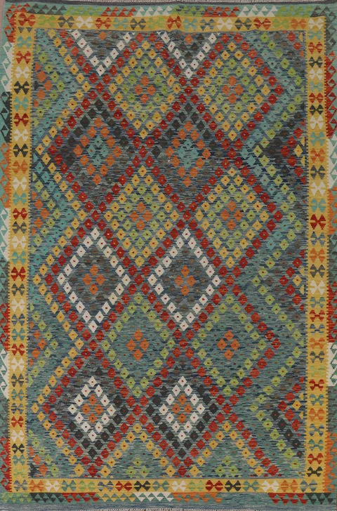 Reversible Wool Kilim Living Room Area Rug 7x10
