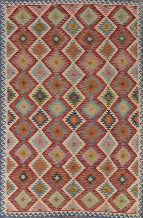 Reversible Wool Kilim Oriental Area Rug 7x10