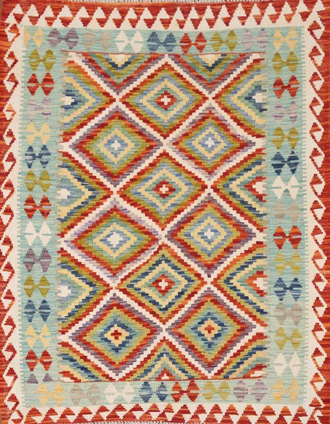 Reversible Wool Kilim Oriental Accent Rug 4x5