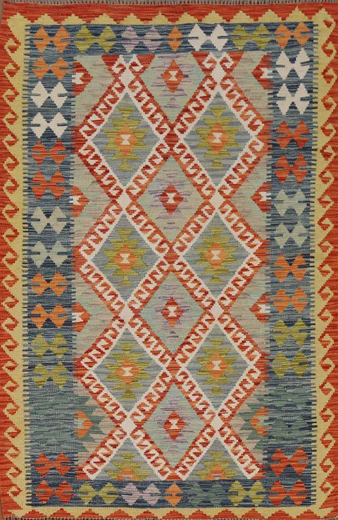 Reversible Wool Kilim Oriental Accent Rug 4x6