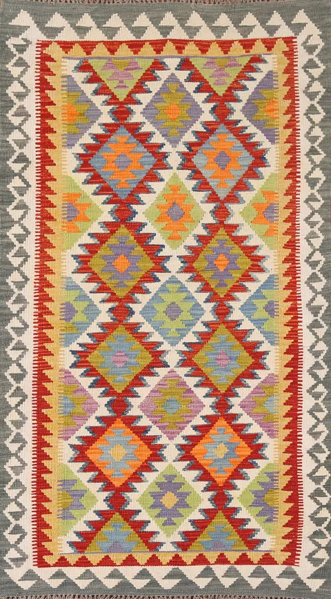 Reversible Wool Kilim Oriental Rug 3x7