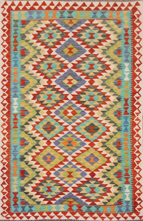 Multicolor Wool Kilim Oriental Rug 4x6