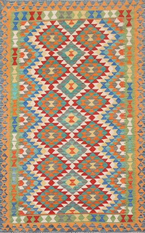 Reversible Wool Kilim Oriental Foyer Rug 4x6