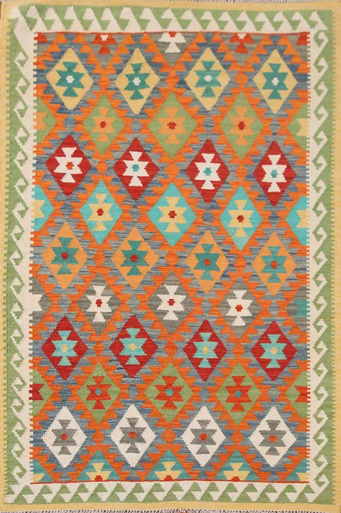 Reversible Wool Kilim Oriental Accent Rug 4x6