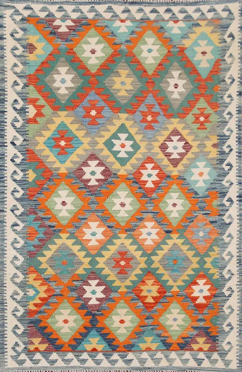 Multicolor Wool Kilim Oriental Rug 4x6