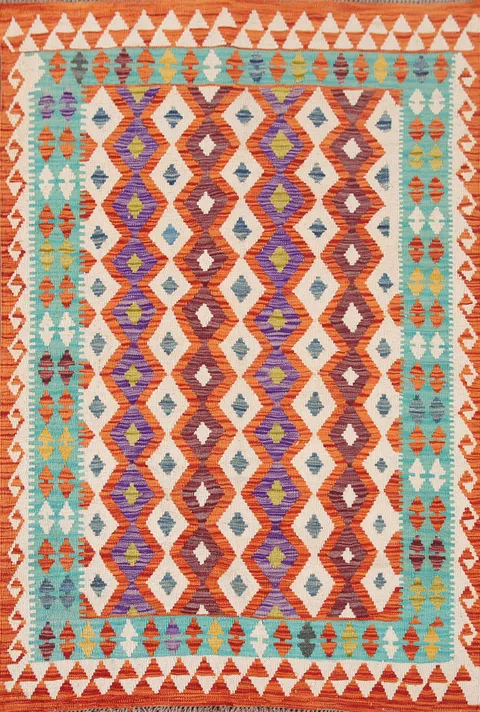Geometric Kilim Oriental Accent Rug 4x6