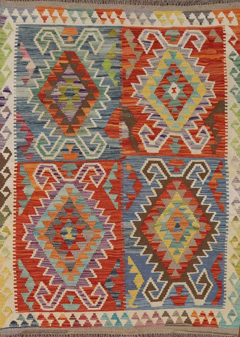South Western Kilim Oriental Wool Rug 4x6