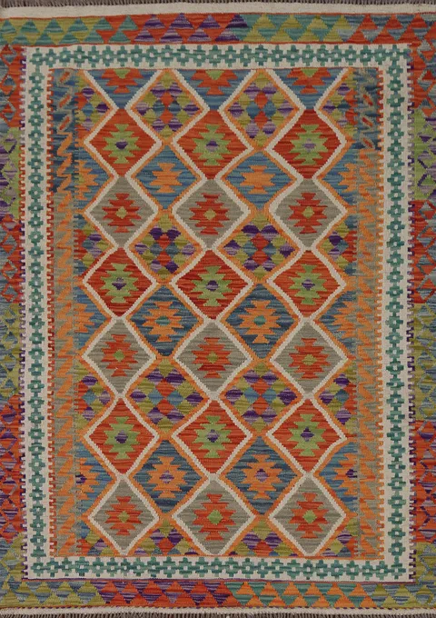 Reversible Wool Kilim Oriental Rug 4x6