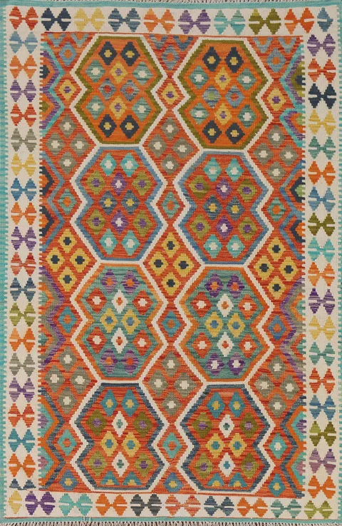South Western Kilim Oriental Accent Rug 4x6