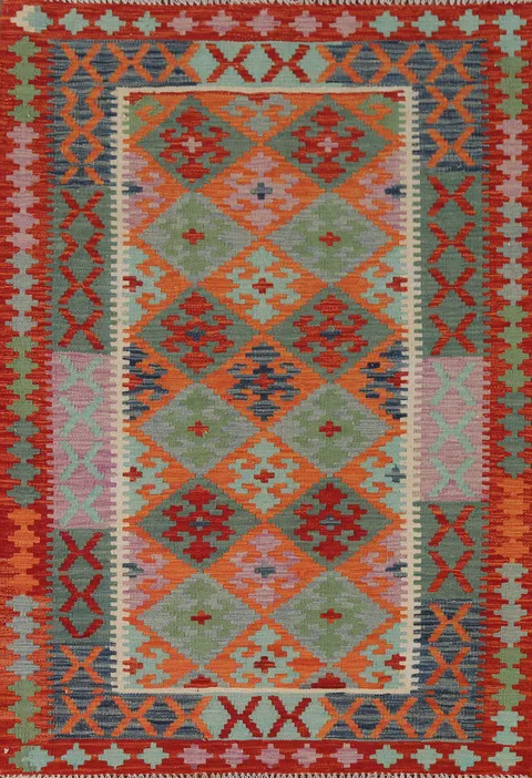 Geometric Kilim Oriental Accent Rug 4x6