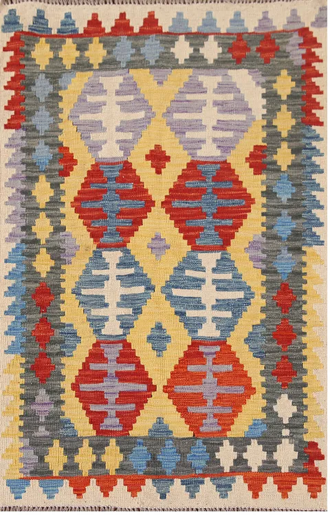 Geometric Kilim Oriental Accent Rug 3x5