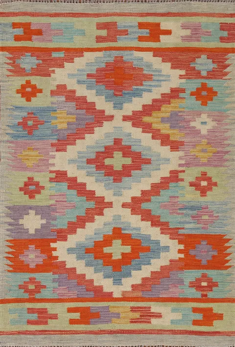 Multicolor Wool Kilim Oriental Accent Rug 3x5