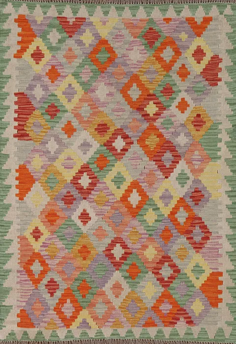 Multicolor Kilim Reversible Wool Rug 4x5
