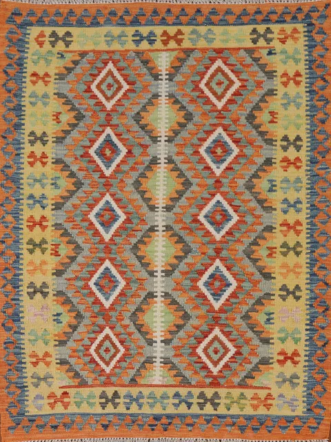 Reversible Wool Kilim Oriental Accent Rug 4x5