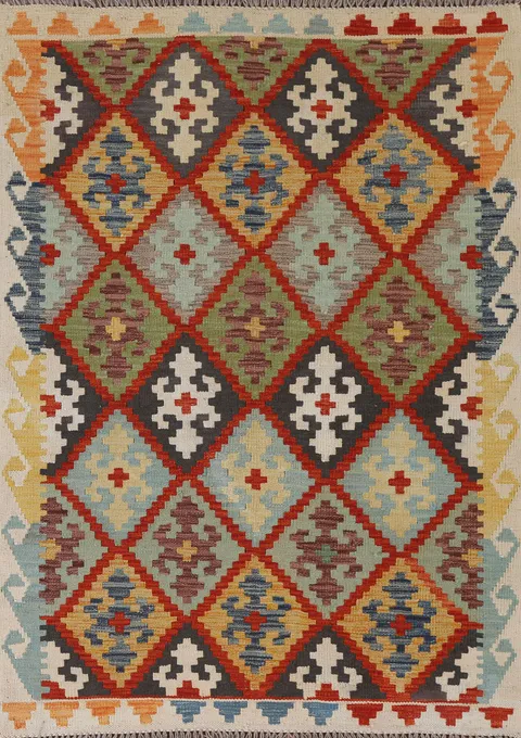 Multicolor Kilim Oriental Wool Rug 4x5