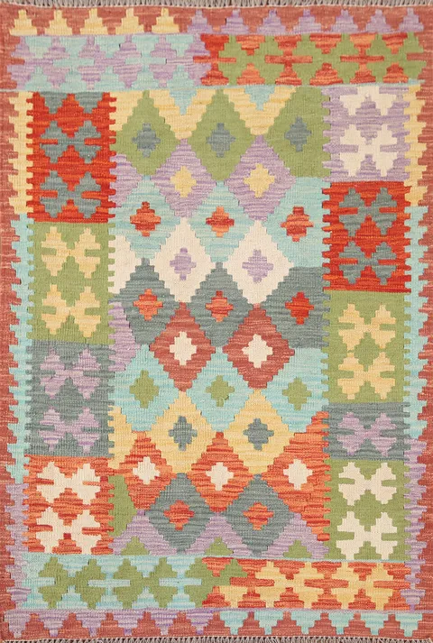 Multicolor Kilim Oriental Wool Rug 3x5