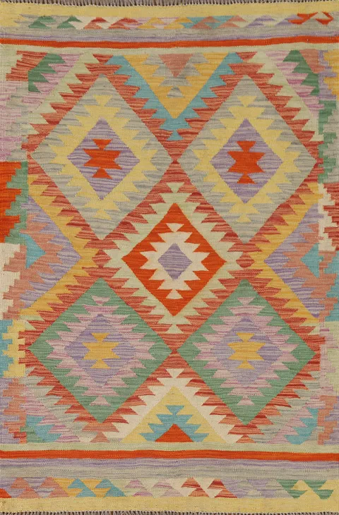 South Western Kilim Reversible Wool Rug 3x5