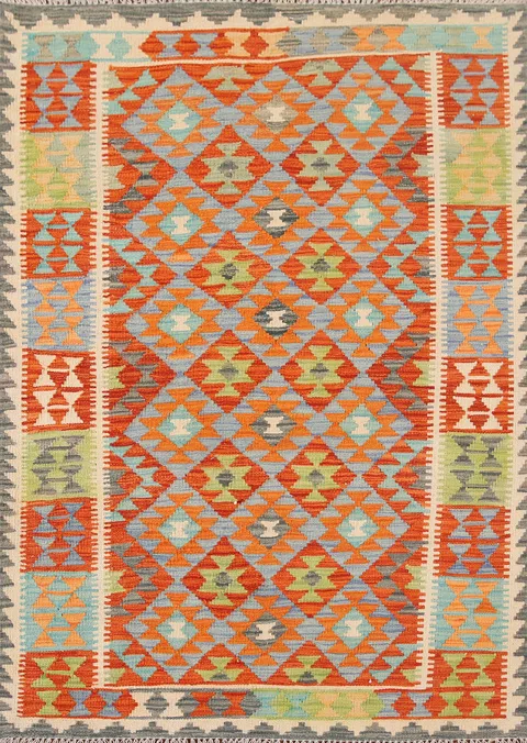 South Western Wool Kilim Oriental Rug 4x6