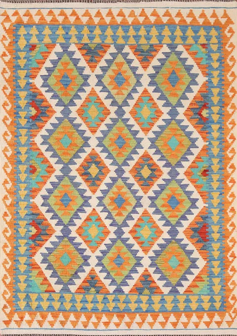 Multicolor Kilim Oriental Wool Rug 4x6