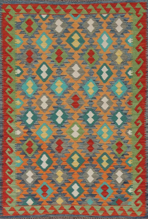 Reversible Wool Kilim Oriental Rug 4x6
