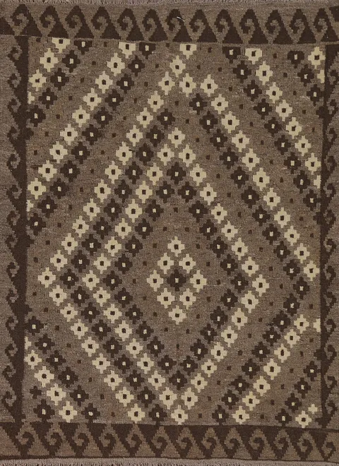Brown Geometric Kilim Oriental Rug 4x5