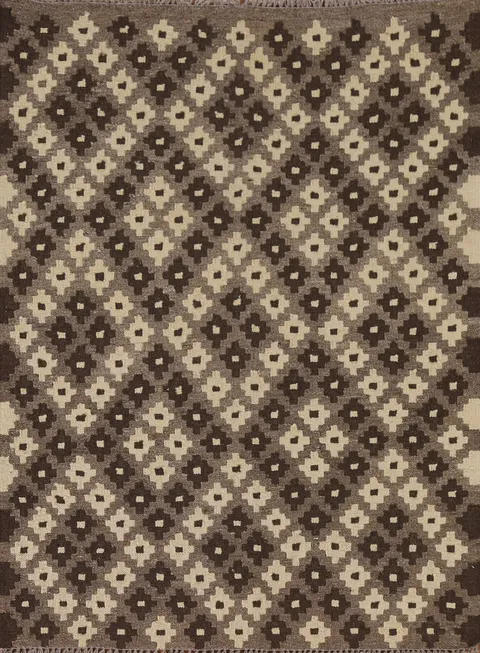 Brown Geometric Kilim Oriental Rug 3x5