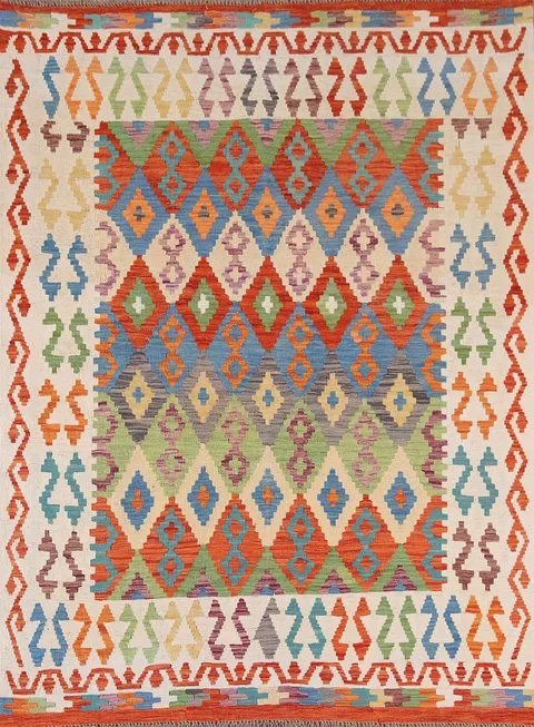 Reversible Wool Kilim Oriental Rug 6x7