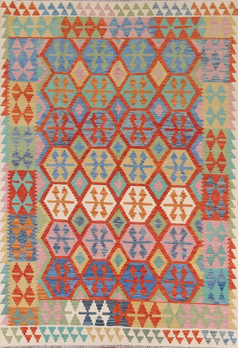 Geometric Kilim Living Room Area Rug 7x9