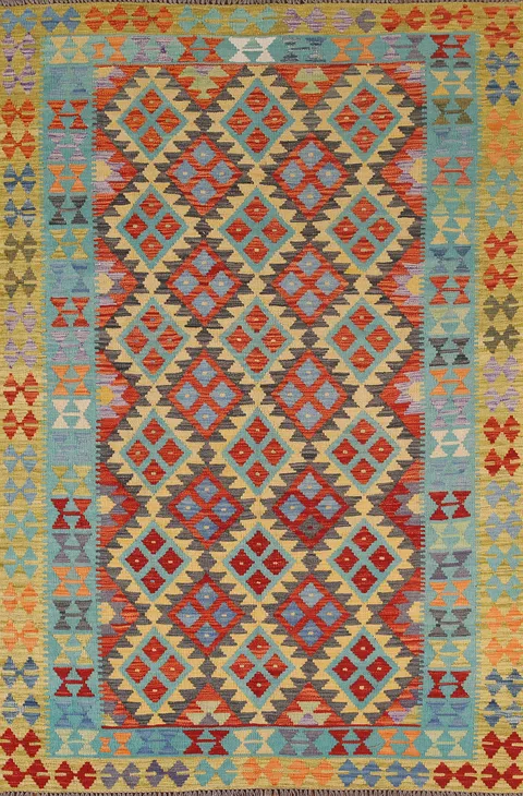 Reversible Wool Kilim Oriental Area Rug 6x8