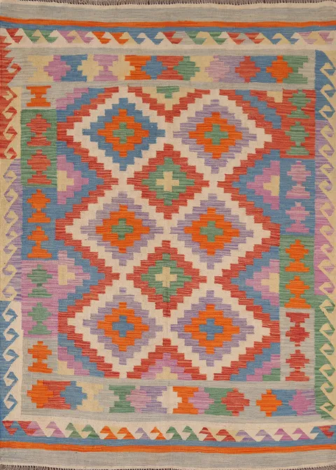Reversible Wool Kilim Oriental Rug 5x7