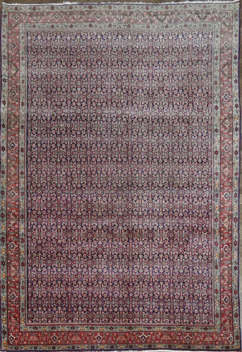 Vegetable Dye Navy and Red Bidjar Persian Area Rug 8x11