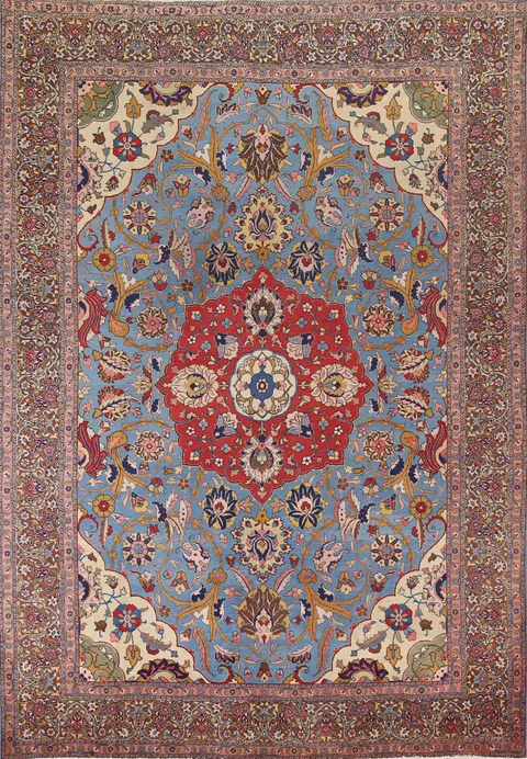 Antique Vegetable Dye Tabriz Persian Area Rug 10x13