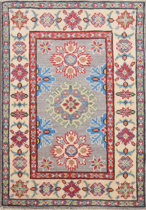 Gray Wool Kazak Oriental Accent Rug 2x3