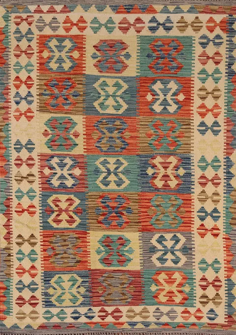 Geometric Kilim Oriental Accent Rug 4x6