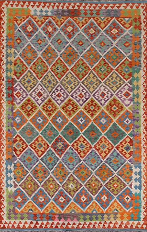 Reversible Wool Kilim Oriental Area Rug 7x10